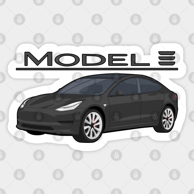 The Model 3 Car electric vehicle black Sticker by creative.z